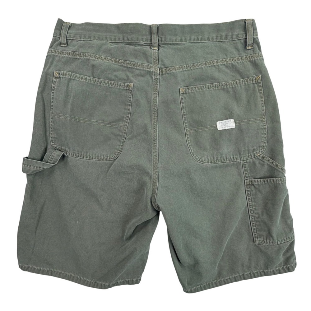 Vintage GAP Carpenter Shorts Men 36 Olive Green Cotton Canvas Utility Work Y2K - Picture 2 of 15